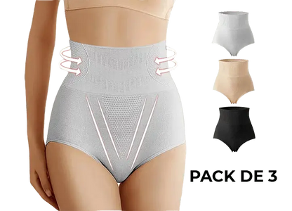 Faja moldeadora de cintura alta Braga Faja – Pack de 3 colores (gris, beige y negro)